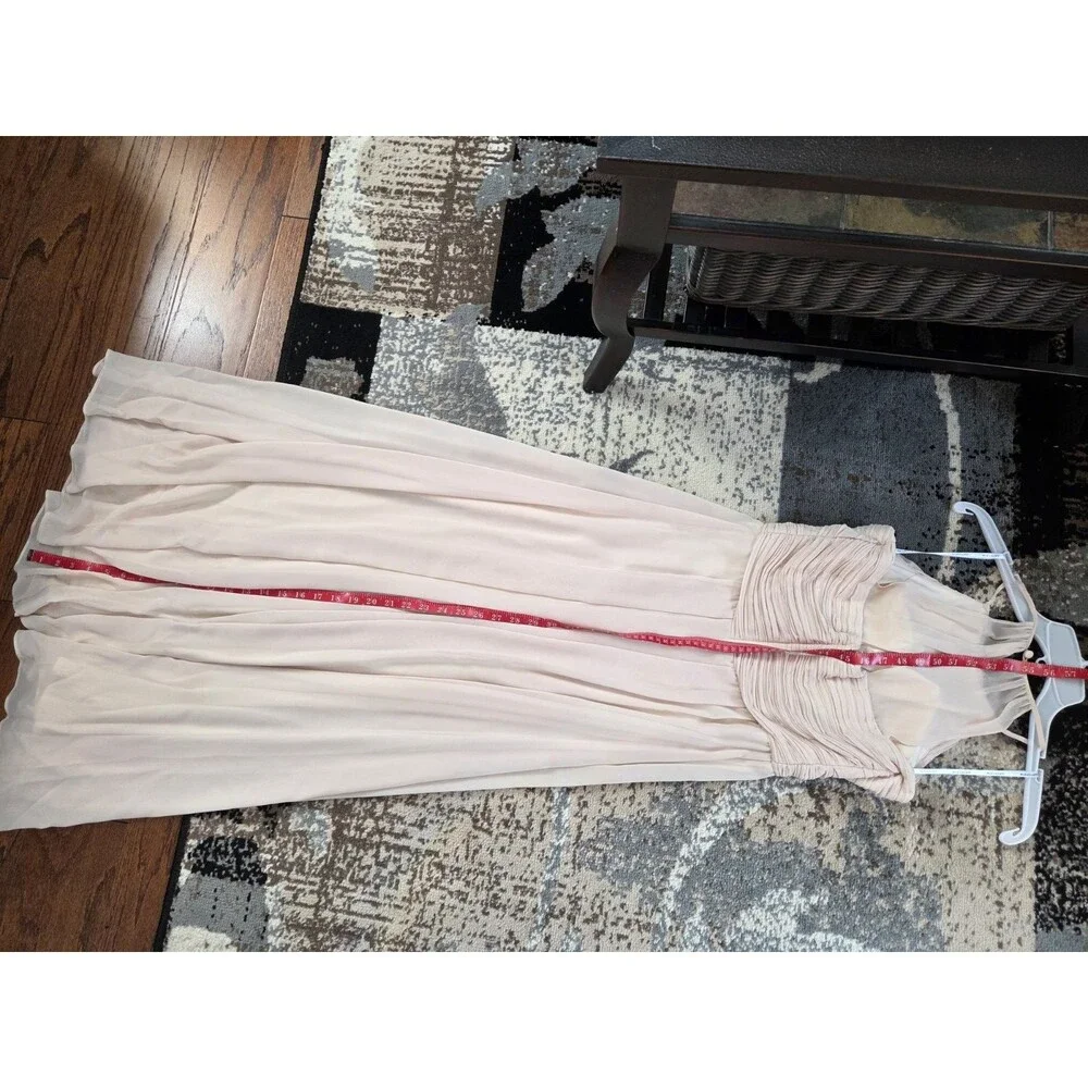 Bill Levkoff Women's Bridesmaid Gown Chiffon Halter Full Length Champagne, Sz 8 - Picture 10 of 11